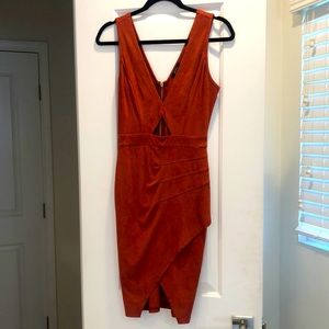 Privy orange faux suede mini dress - S